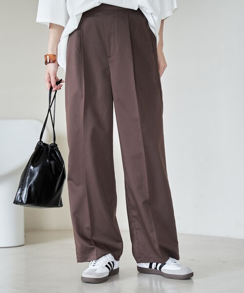 coen（コーエン）の「【接触冷感】イージービューティワイドパンツ（WEB限定サイズ）（スラックス・レディース・ブラック/ブラウン/コバルトブルー・S/M/L/XL）」の11枚目の写真