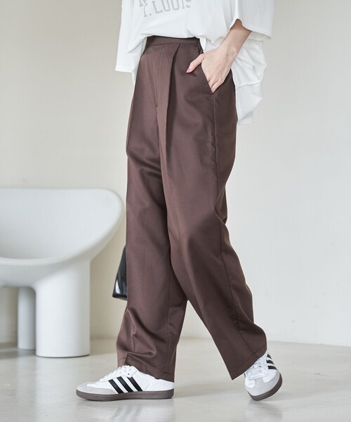 coen（コーエン）の「【接触冷感】イージービューティワイドパンツ（WEB限定サイズ）（スラックス・レディース・ブラック/ブラウン/コバルトブルー・S/M/L/XL）」の12枚目の写真