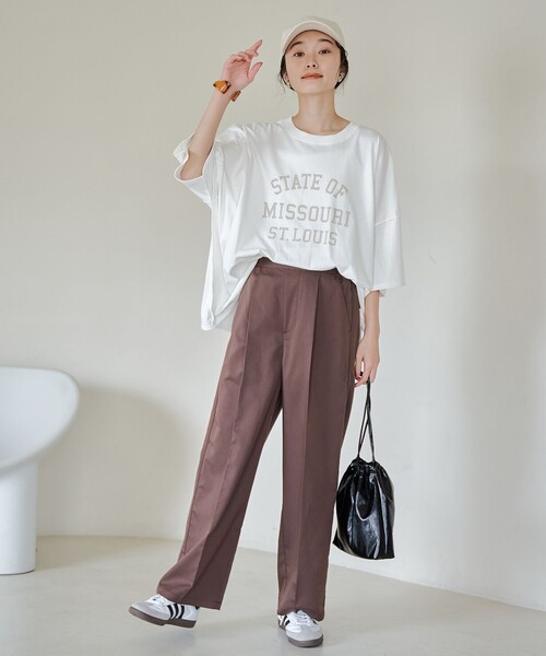 coen（コーエン）の「【接触冷感】イージービューティワイドパンツ（WEB限定サイズ）（スラックス・レディース・ブラック/ブラウン/コバルトブルー・S/M/L/XL）」の15枚目の写真