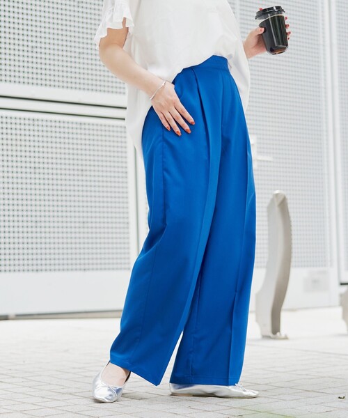 coen（コーエン）の「【接触冷感】イージービューティワイドパンツ（WEB限定サイズ）（スラックス・レディース・ブラック/ブラウン/コバルトブルー・S/M/L/XL）」の17枚目の写真