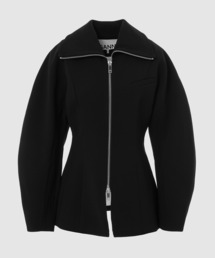 ジャケット Ganni Black Jacket In Crepe Black Black Bonded Crepe Mix Jacket | GANNI SE