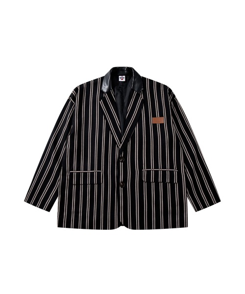 セール】HOOK -original- 古着風PU異素材襟テーラードジャケット