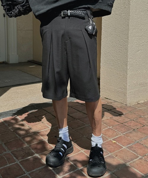 ASCLO（エジュクロ）の「ASCLO／バミューダスラックスハーフパンツ（スラックス・メンズ・ブラック/グレー・FREE）」の18枚目の写真