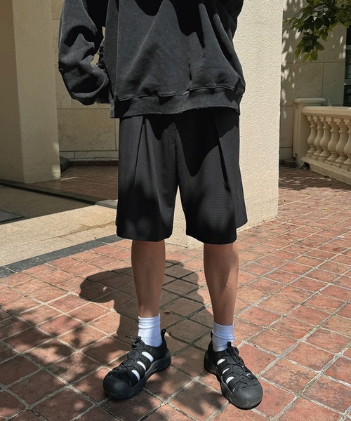 ASCLO（エジュクロ）の「ASCLO／バミューダスラックスハーフパンツ（スラックス・メンズ・ブラック/グレー・FREE）」の19枚目の写真