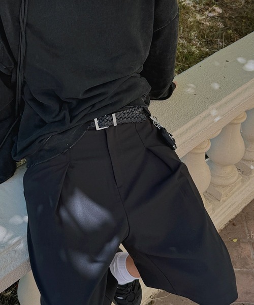 ASCLO（エジュクロ）の「ASCLO／バミューダスラックスハーフパンツ（スラックス・メンズ・ブラック/グレー・FREE）」の21枚目の写真