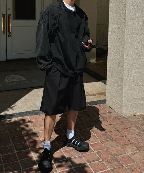 ASCLO（エジュクロ）の「ASCLO／バミューダスラックスハーフパンツ（スラックス・メンズ・ブラック/グレー・FREE）」の12枚目の写真