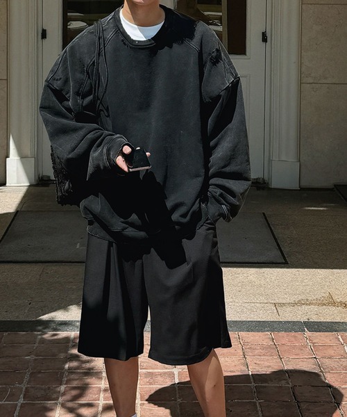 ASCLO（エジュクロ）の「ASCLO／バミューダスラックスハーフパンツ（スラックス・メンズ・ブラック/グレー・FREE）」の13枚目の写真