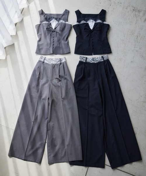 Seemi. byNICECLAUP（ シーミーバイナイスクラップ）の「【Seemi.】セットで着られる/ウエストレースワイドパンツ（その他パンツ・レディース・杢グレー/ネイビー・SMALL/MEDIUM）」の22枚目の写真