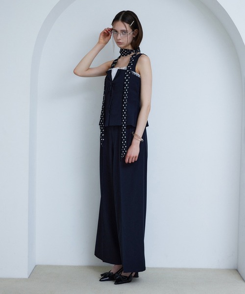 Seemi. byNICECLAUP（ シーミーバイナイスクラップ）の「【Seemi.】セットで着られる/ウエストレースワイドパンツ（その他パンツ・レディース・杢グレー/ネイビー・SMALL/MEDIUM）」の12枚目の写真