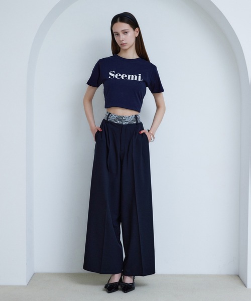 Seemi. byNICECLAUP（ シーミーバイナイスクラップ）の「【Seemi.】セットで着られる/ウエストレースワイドパンツ（その他パンツ・レディース・杢グレー/ネイビー・SMALL/MEDIUM）」の18枚目の写真