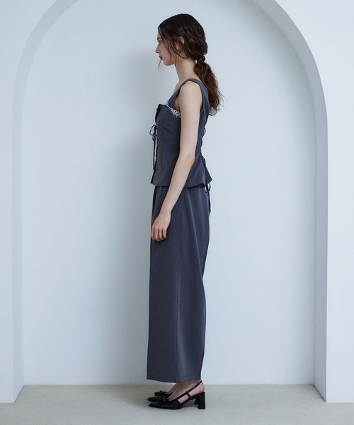 Seemi. byNICECLAUP（ シーミーバイナイスクラップ）の「【Seemi.】セットで着られる/ウエストレースワイドパンツ（その他パンツ・レディース・杢グレー/ネイビー・SMALL/MEDIUM）」の5枚目の写真