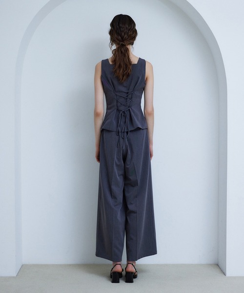 Seemi. byNICECLAUP（ シーミーバイナイスクラップ）の「【Seemi.】セットで着られる/ウエストレースワイドパンツ（その他パンツ・レディース・杢グレー/ネイビー・SMALL/MEDIUM）」の6枚目の写真