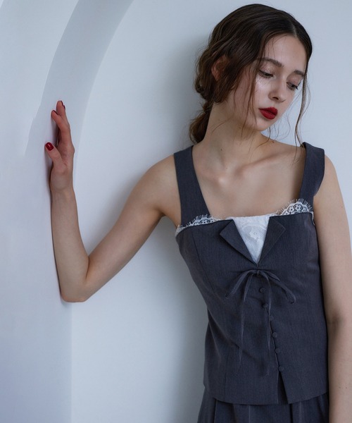 Seemi. byNICECLAUP（ シーミーバイナイスクラップ）の「【Seemi.】セットで着られる/ウエストレースワイドパンツ（その他パンツ・レディース・杢グレー/ネイビー・SMALL/MEDIUM）」の10枚目の写真