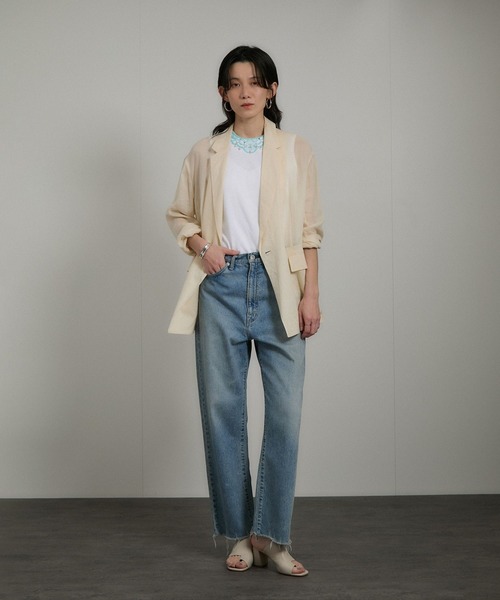 SALON adam et rope'(サロン アダム エ ロペ)の「ビジューエンブロイダリーノースリーブTシャツ(Tシャツ/カットソー・レディース・チャコールグレー/オフホワイト・FREE)」の22枚目の写真