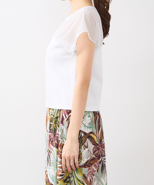 La boutique BonBon(ラブティックボンボン)の「シアー切り替えビスチェ風フレンチカットソー(Tシャツ/カットソー・レディース・サックスブルー/ネイビー/ホワイト・FREE)」の7枚目の写真