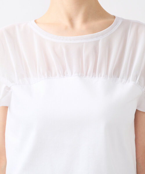 La boutique BonBon(ラブティックボンボン)の「シアー切り替えビスチェ風フレンチカットソー(Tシャツ/カットソー・レディース・サックスブルー/ネイビー/ホワイト・FREE)」の9枚目の写真