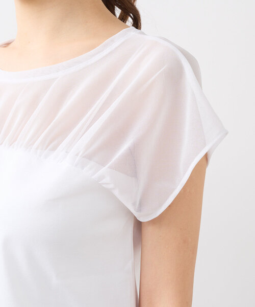 La boutique BonBon(ラブティックボンボン)の「シアー切り替えビスチェ風フレンチカットソー(Tシャツ/カットソー・レディース・サックスブルー/ネイビー/ホワイト・FREE)」の10枚目の写真