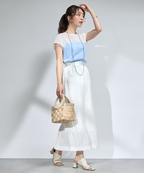 La boutique BonBon(ラブティックボンボン)の「シアー切り替えビスチェ風フレンチカットソー(Tシャツ/カットソー・レディース・サックスブルー/ネイビー/ホワイト・FREE)」の17枚目の写真