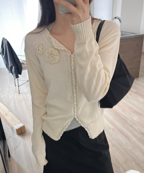 flower knit cardigan / フラワーニットカーディガン（カーディガン