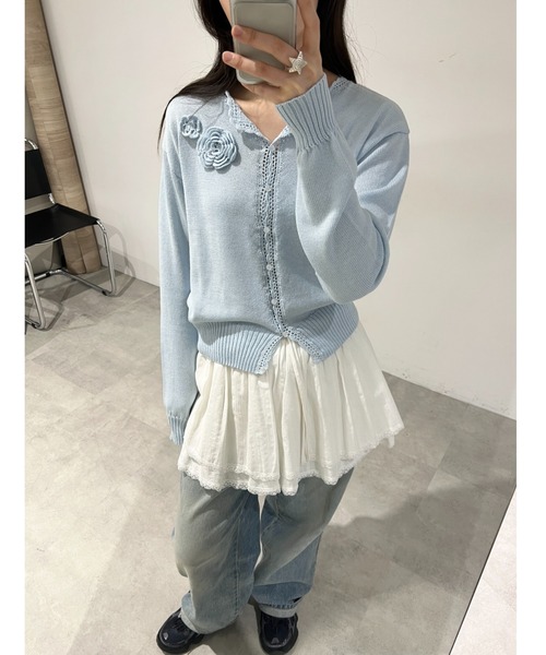 summer knit flower cardigan / サマーニットフラワー