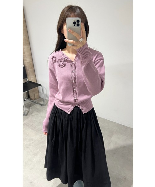 GIUNON(ジウノン)の「flower knit cardigan / フラワーニットカーディガン(カーディガン/ボレロ・レディース・グレー/ピンク/ブルー/アイボリー・FREE)」の21枚目の写真