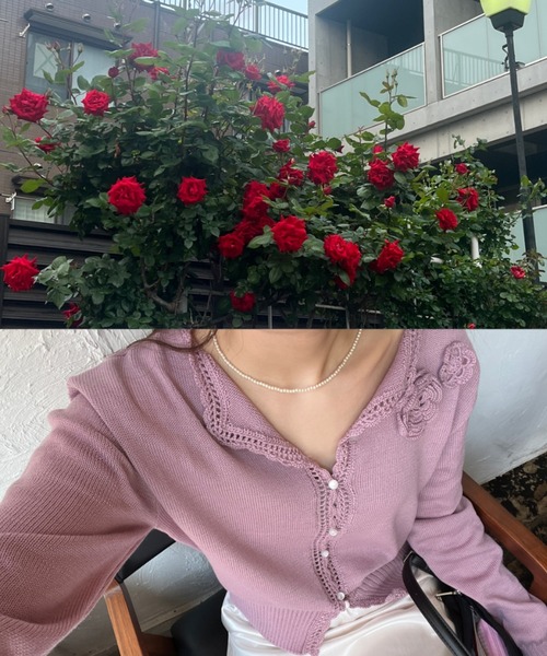 GIUNON(ジウノン)の「flower knit cardigan / フラワーニットカーディガン(カーディガン/ボレロ・レディース・グレー/ピンク/ブルー/アイボリー・FREE)」の19枚目の写真