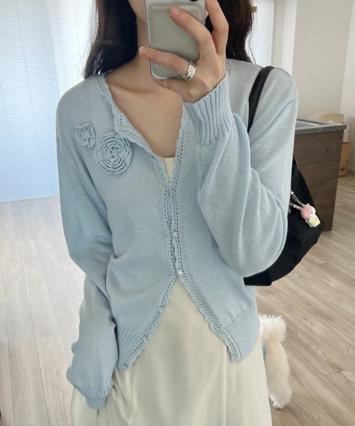 flower knit cardigan / フラワーニットカーディガン（カーディガン