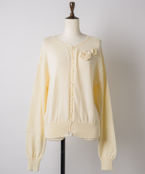 カーディガン summer knit flower cardigan / サマーニットフラワーカーディガン レディース GIUNON カーディガン summer knit flower cardigan / サマー