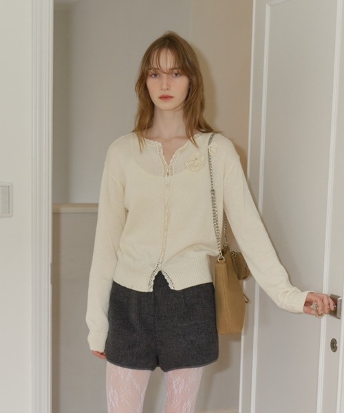 GIUNON ジウノン カーディガン summer knit flower cardigan / サマーニットフラワー