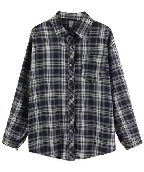 Teem Store(チームストア)の「チェックビッグシャツ(シャツ/ブラウス・レディース・ブルー・M/L)」の5枚目の写真