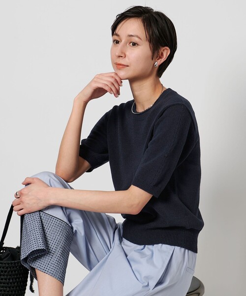 ユナイテッドアローズ　ハーフスリーブニット アイレット ハーフスリーブ ニット