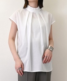 スタイルブロック STYLEBLOCK スパンコール付きチュールクロップドブラウス （ホワイト） STYLEBLOCK ブラウス シャツ スパンコール付きチュール