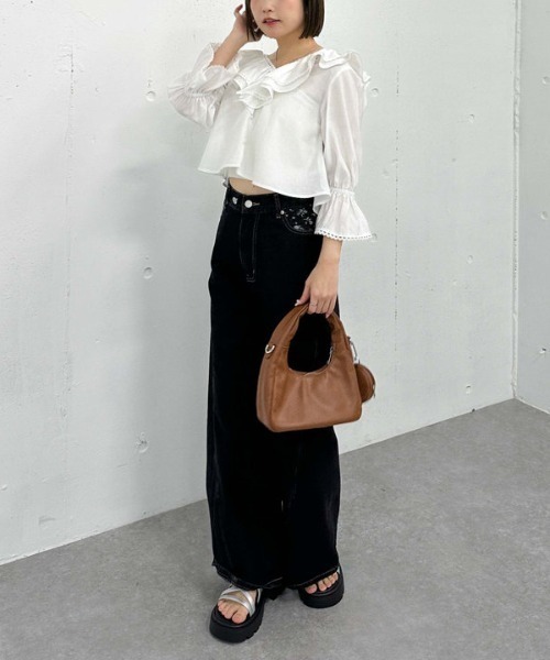 archives（アルシーヴ）の「ピコレースラッフル２ｗａｙブラウス（シャツ/ブラウス・レディース・ブラック/オフホワイト/イエロー・MEDIUM）」の9枚目の写真