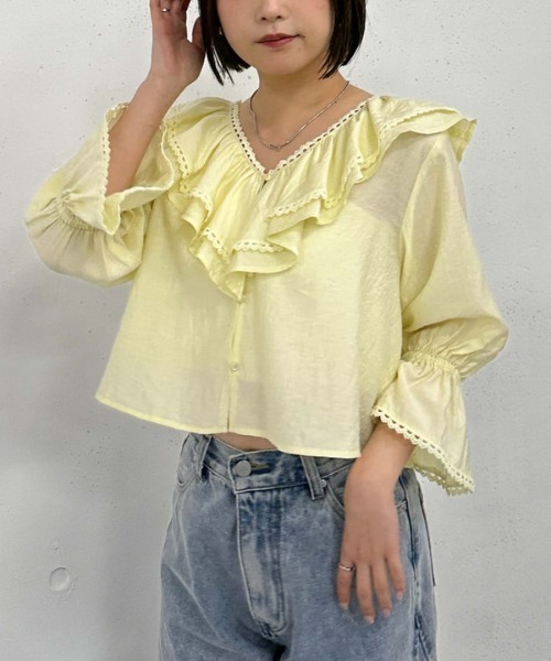 archives（アルシーヴ）の「ピコレースラッフル２ｗａｙブラウス（シャツ/ブラウス・レディース・ブラック/オフホワイト/イエロー・MEDIUM）」の20枚目の写真