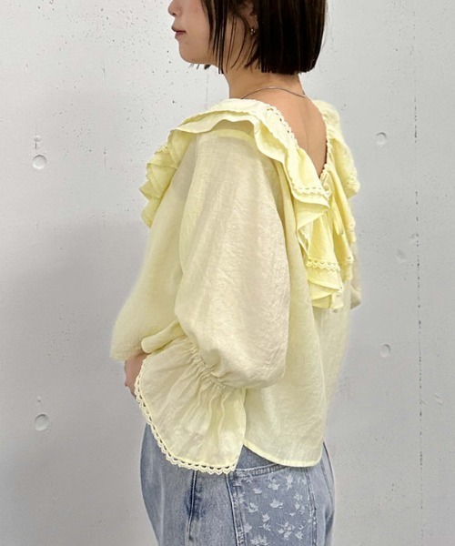 archives（アルシーヴ）の「ピコレースラッフル２ｗａｙブラウス（シャツ/ブラウス・レディース・ブラック/オフホワイト/イエロー・MEDIUM）」の22枚目の写真