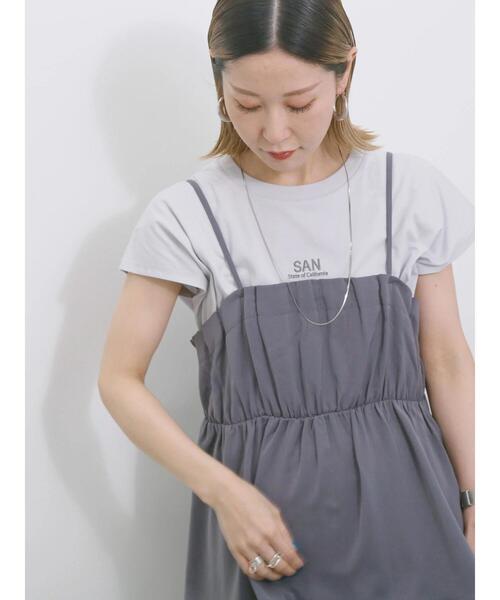 Samansa Mos2 blue(サマンサモスモスブルー)の「【接触冷感】キャミビスチェ(シャツ/ブラウス・レディース・カーキ/ブラック/チャコールグレー/ベージュ・F)」の1枚目の写真