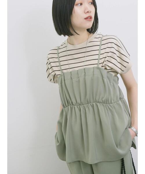 Samansa Mos2 blue(サマンサモスモスブルー)の「【接触冷感】キャミビスチェ(シャツ/ブラウス・レディース・カーキ/ブラック/チャコールグレー/ベージュ・F)」の13枚目の写真