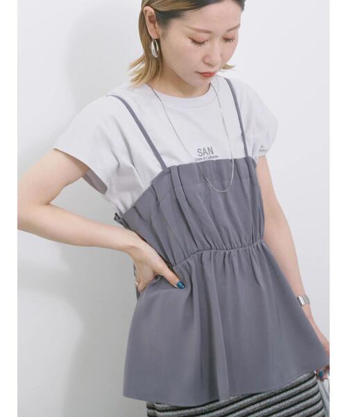 Samansa Mos2 blue(サマンサモスモスブルー)の「【接触冷感】キャミビスチェ(シャツ/ブラウス・レディース・カーキ/ブラック/チャコールグレー/ベージュ・F)」の10枚目の写真