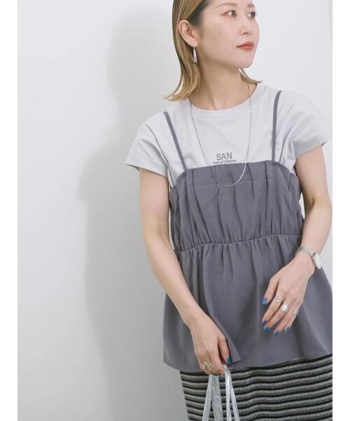 Samansa Mos2 blue(サマンサモスモスブルー)の「【接触冷感】キャミビスチェ(シャツ/ブラウス・レディース・カーキ/ブラック/チャコールグレー/ベージュ・F)」の9枚目の写真