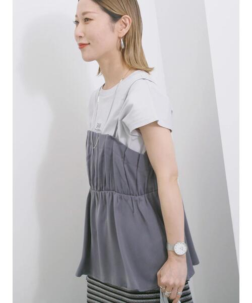 Samansa Mos2 blue(サマンサモスモスブルー)の「【接触冷感】キャミビスチェ(シャツ/ブラウス・レディース・カーキ/ブラック/チャコールグレー/ベージュ・F)」の8枚目の写真