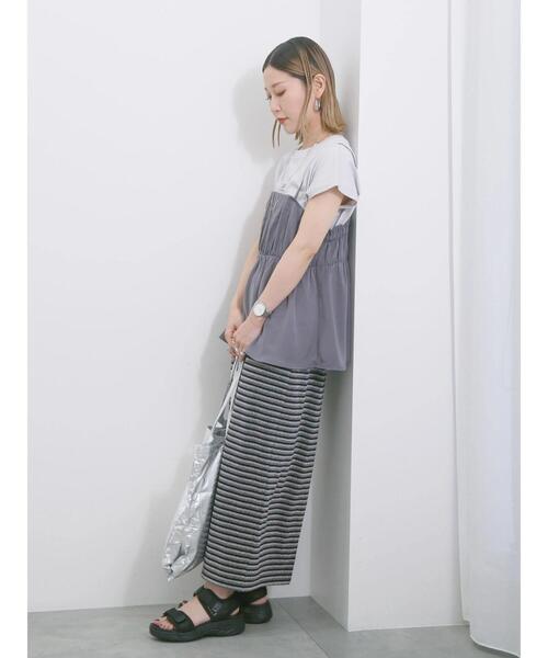 Samansa Mos2 blue(サマンサモスモスブルー)の「【接触冷感】キャミビスチェ(シャツ/ブラウス・レディース・カーキ/ブラック/チャコールグレー/ベージュ・F)」の21枚目の写真