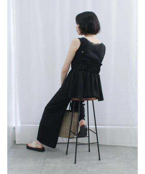 新品❤️Samansa Mos2 新作 キャミソール裾レース ブラック