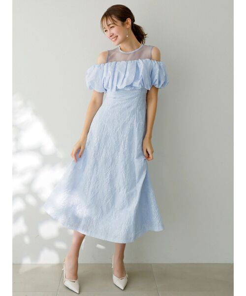 dazzlin(ダズリン)の「ジャカードバルーンスリーブドレス(ドレス・レディース・オフホワイト/ブルー/グリーン・SMALL/MEDIUM)」の9枚目の写真
