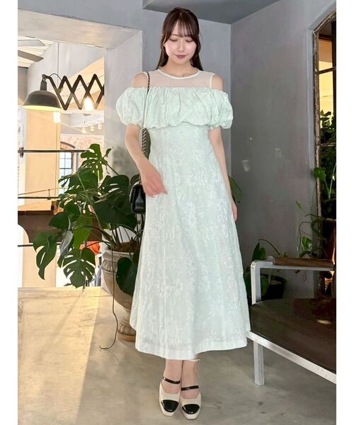 dazzlin(ダズリン)の「ジャカードバルーンスリーブドレス(ドレス・レディース・オフホワイト/ブルー/グリーン・SMALL/MEDIUM)」の13枚目の写真