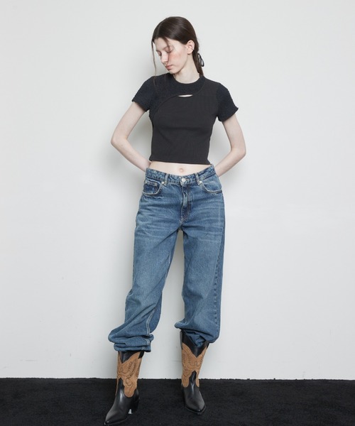 LARTIGENT(ラーティゼン)の「L3 CUTOUT SHORT SLEEVE T-SHIRT(Tシャツ/カットソー・レディース・カーキ/ブラック/クリーム・FREE)」の10枚目の写真