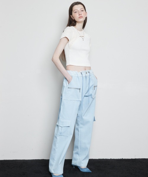 LARTIGENT(ラーティゼン)の「L3 CUTOUT SHORT SLEEVE T-SHIRT(Tシャツ/カットソー・レディース・カーキ/ブラック/クリーム・FREE)」の11枚目の写真