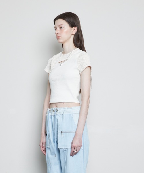 LARTIGENT(ラーティゼン)の「L3 CUTOUT SHORT SLEEVE T-SHIRT(Tシャツ/カットソー・レディース・カーキ/ブラック/クリーム・FREE)」の17枚目の写真