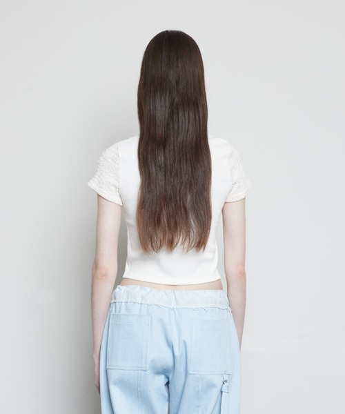 LARTIGENT(ラーティゼン)の「L3 CUTOUT SHORT SLEEVE T-SHIRT(Tシャツ/カットソー・レディース・カーキ/ブラック/クリーム・FREE)」の18枚目の写真