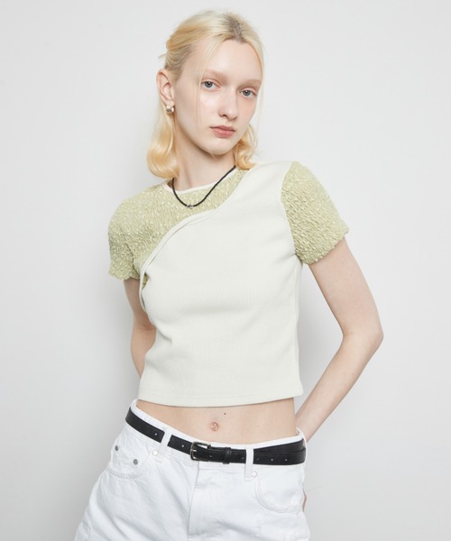 LARTIGENT(ラーティゼン)の「L3 CUTOUT SHORT SLEEVE T-SHIRT(Tシャツ/カットソー・レディース・カーキ/ブラック/クリーム・FREE)」の9枚目の写真