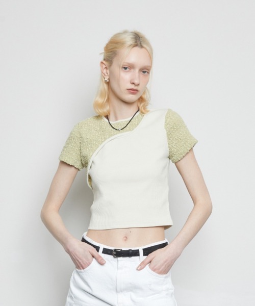 LARTIGENT(ラーティゼン)の「L3 CUTOUT SHORT SLEEVE T-SHIRT(Tシャツ/カットソー・レディース・カーキ/ブラック/クリーム・FREE)」の8枚目の写真